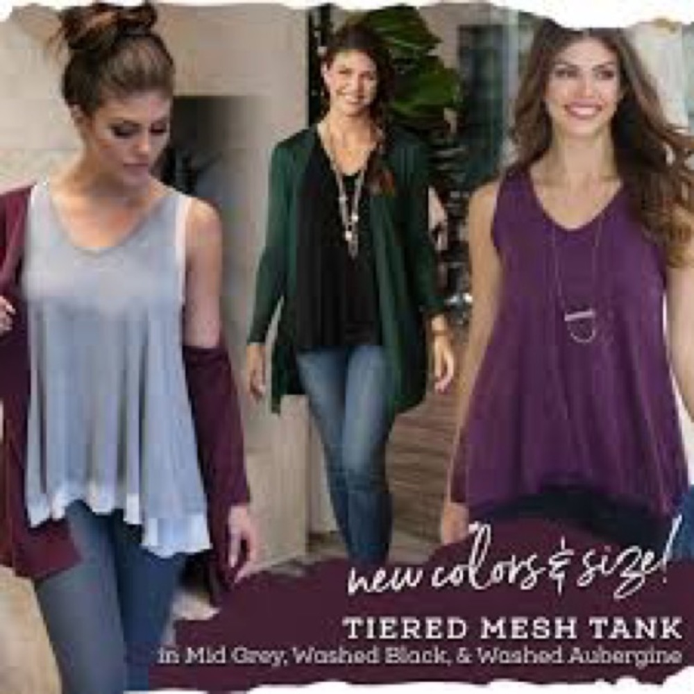Grace & Lace Tiered Mesh Top in Purple.